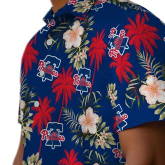 Philadelphia Phillies Summer Vacation Shirt - Blue Palm Tree Floral Hawaiian for MLB Fans