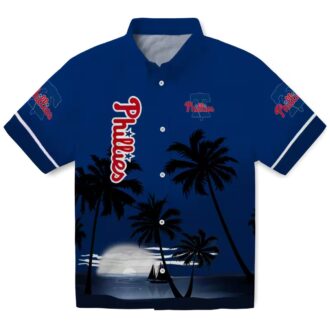 Philadelphia Phillies Sunset Beach Hawaiian Shirt - Blue & Black Vacation Look