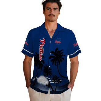 Philadelphia Phillies Sunset Beach Hawaiian Shirt - Blue & Black Vacation Look