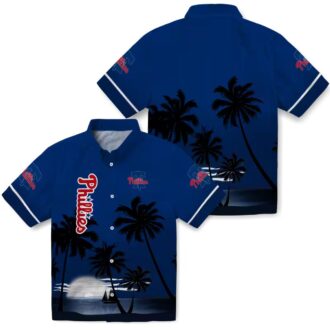 Philadelphia Phillies Sunset Beach Hawaiian Shirt - Blue & Black Vacation Look