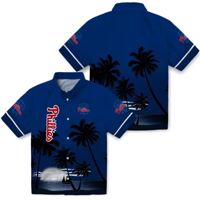 Philadelphia Phillies Sunset Beach Hawaiian Shirt - Blue & Black Vacation Look
