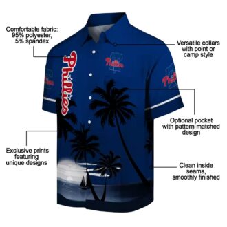 Philadelphia Phillies Sunset Beach Hawaiian Shirt - Blue & Black Vacation Look