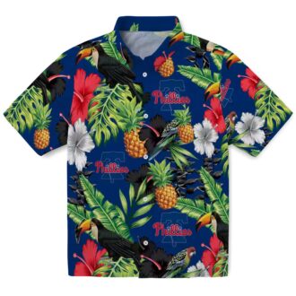 Philadelphia Phillies Toucan Hibiscus Hawaiian Shirt - Tropical Beach Shirt for Men