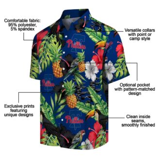 Philadelphia Phillies Toucan Hibiscus Hawaiian Shirt - Tropical Beach Shirt for Men