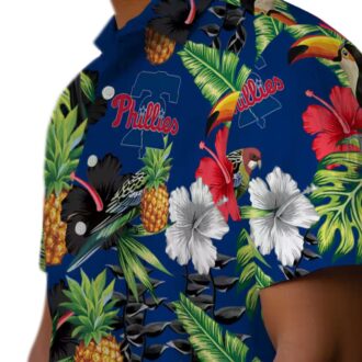 Philadelphia Phillies Toucan Hibiscus Hawaiian Shirt - Tropical Beach Shirt for Men