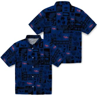 Philadelphia Phillies Tropical Aloha Hawaiian Shirt - Blue Black Patchwork Shirt for MLB Fans