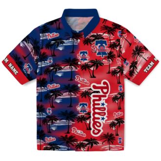 Philadelphia Phillies Tropical Palm Silhouettes Hawaiian Shirt - Custom MLB Fan Gear for Summer
