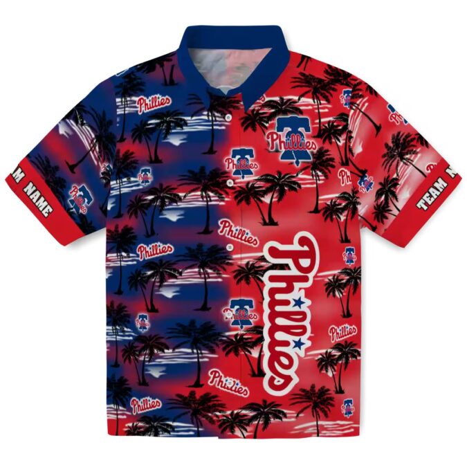 Philadelphia Phillies Tropical Palm Silhouettes Hawaiian Shirt - Custom MLB Fan Gear for Summer