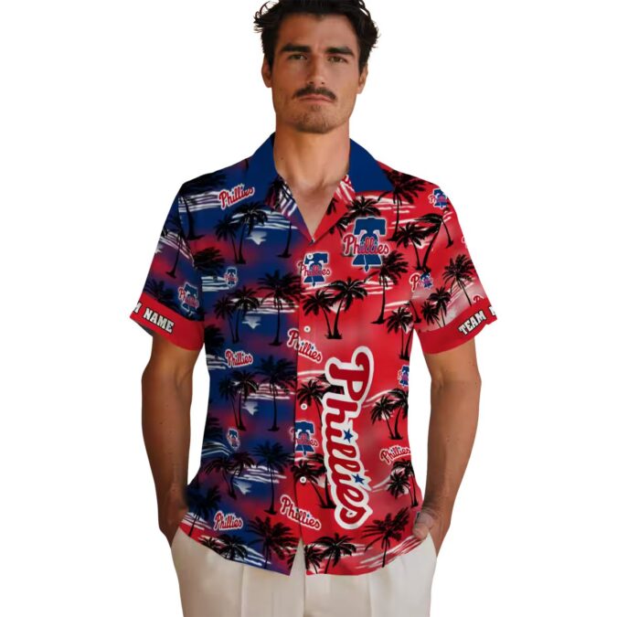 Philadelphia Phillies Tropical Palm Silhouettes Hawaiian Shirt - Custom MLB Fan Gear for Summer