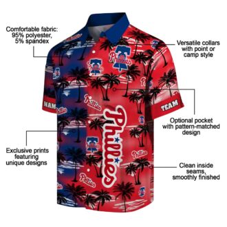 Philadelphia Phillies Tropical Palm Silhouettes Hawaiian Shirt - Custom MLB Fan Gear for Summer