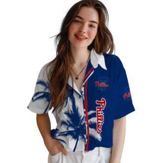 Phillies Tropical Palm Tree Aloha Short Sleeve Shirt - Official MLB Men’s Summer Vacation Wear