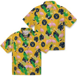 Best Milwaukee Brewers Aloha Hawaiian Shirt - Navy Green Flamingo Summer Button-Up