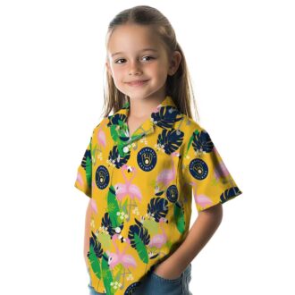 Best Milwaukee Brewers Aloha Hawaiian Shirt - Navy Green Flamingo Summer Button-Up