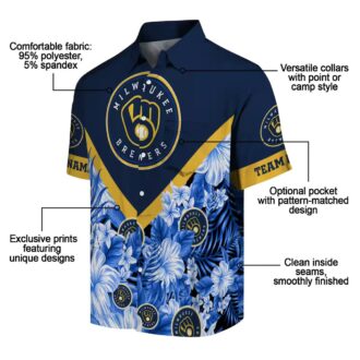 Best Milwaukee Brewers Tropical Vacation Shirt - Floral Chevron Navy Blue MLB Fanwear