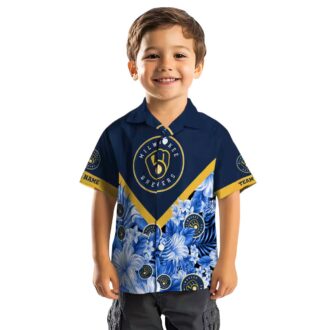 Best Milwaukee Brewers Tropical Vacation Shirt - Floral Chevron Navy Blue MLB Fanwear
