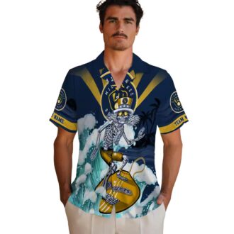 Brewers Hawaiian Shirt for Men - Navy Blue Surf Skeleton Tropical MLB Baseball Apparel
