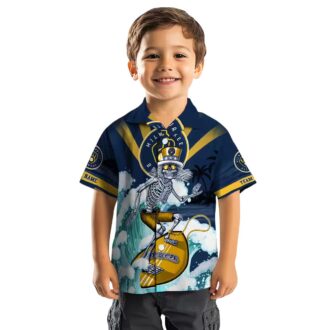 Brewers Hawaiian Shirt for Men - Navy Blue Surf Skeleton Tropical MLB Baseball Apparel