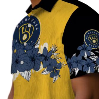 Buy Milwaukee Brewers Floral Hawaiian Shirt - Stripe Navy and Black Summer Gear