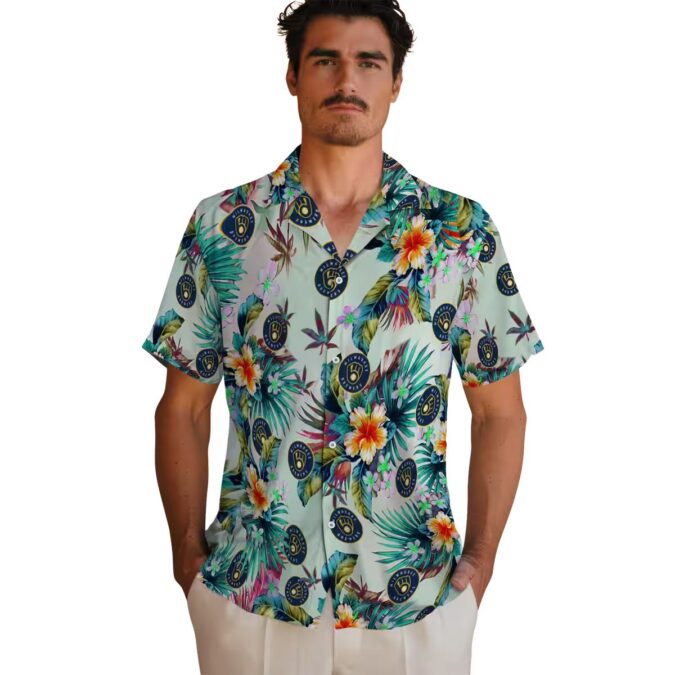 Buy Milwaukee Brewers Green Hawaiian Shirt - MLB Floral Summer Beach Shirt