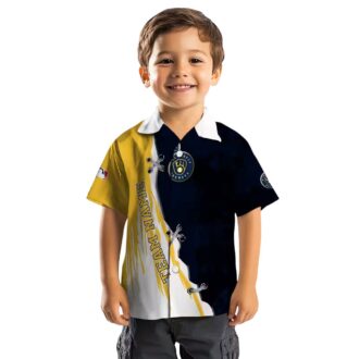 Customized Milwaukee Brewers Edgy Streaks Navy Blue White Hawaiian Shirt