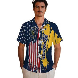 Limited Edition Milwaukee Brewers Tropical Hawaiian Shirt - Navy Blue Baseball Vacation Shirt