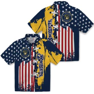 Limited Edition Milwaukee Brewers Tropical Hawaiian Shirt - Navy Blue Baseball Vacation Shirt