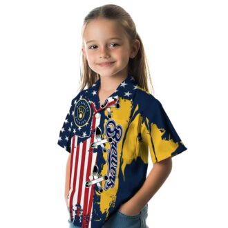 Limited Edition Milwaukee Brewers Tropical Hawaiian Shirt - Navy Blue Baseball Vacation Shirt