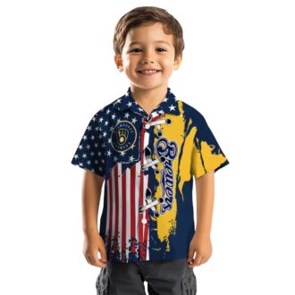 Limited Edition Milwaukee Brewers Tropical Hawaiian Shirt - Navy Blue Baseball Vacation Shirt