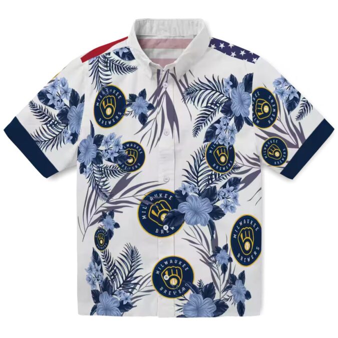 Men’s Milwaukee Brewers Hawaiian Shirt - Tropical Patriotic Style for 4th of July & Beach Days