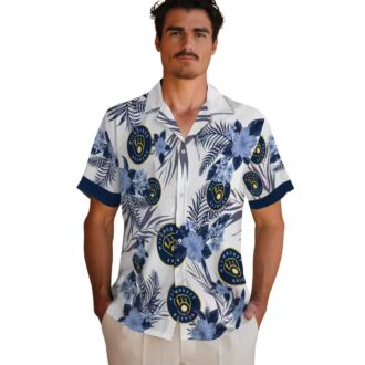 Men’s Milwaukee Brewers Hawaiian Shirt - Tropical Patriotic Style for 4th of July & Beach Days