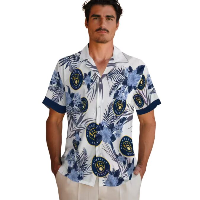 Men’s Milwaukee Brewers Hawaiian Shirt - Tropical Patriotic Style for 4th of July & Beach Days
