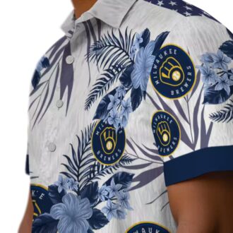 Men’s Milwaukee Brewers Hawaiian Shirt - Tropical Patriotic Style for 4th of July & Beach Days