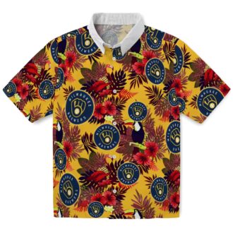 Milwaukee Brewers Beach Shirt - Navy Red Hawaiian Style for Baseball Fans