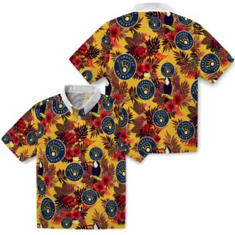 Milwaukee Brewers Beach Shirt - Navy Red Hawaiian Style for Baseball Fans