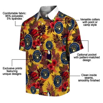 Milwaukee Brewers Beach Shirt - Navy Red Hawaiian Style for Baseball Fans