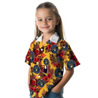 Milwaukee Brewers Beach Shirt - Navy Red Hawaiian Style for Baseball Fans