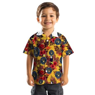 Milwaukee Brewers Beach Shirt - Navy Red Hawaiian Style for Baseball Fans