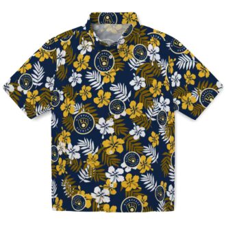 Milwaukee Brewers Floral Hawaiian Shirt for Men - Summer Beach Vacation MLB Style