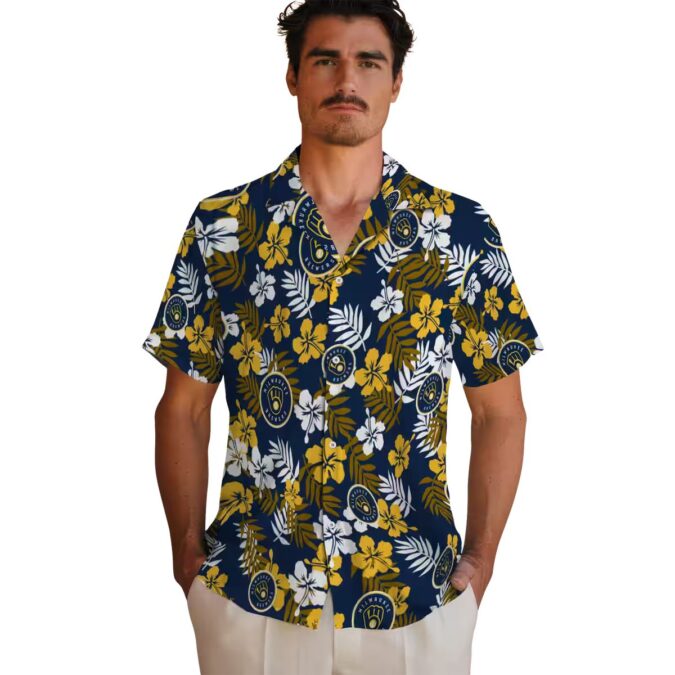 Milwaukee Brewers Floral Hawaiian Shirt for Men - Summer Beach Vacation MLB Style