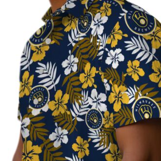 Milwaukee Brewers Floral Hawaiian Shirt for Men - Summer Beach Vacation MLB Style