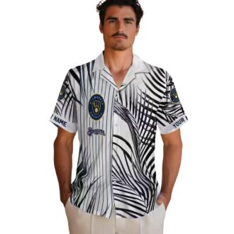 Milwaukee Brewers Men’s Tropical Shirt - Navy Palm Hawaiian Button Down for Summer Fans