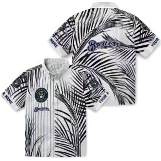 Milwaukee Brewers Men’s Tropical Shirt - Navy Palm Hawaiian Button Down for Summer Fans