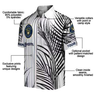 Milwaukee Brewers Men’s Tropical Shirt - Navy Palm Hawaiian Button Down for Summer Fans