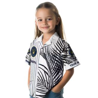 Milwaukee Brewers Men’s Tropical Shirt - Navy Palm Hawaiian Button Down for Summer Fans