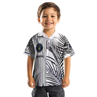 Milwaukee Brewers Men’s Tropical Shirt - Navy Palm Hawaiian Button Down for Summer Fans