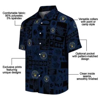 Milwaukee Brewers MLB Tropical Hawaiian Shirt - Navy Blue Black Floral Patchwork Shirt for Summer Parties