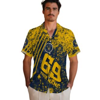 Milwaukee Brewers Navy Blue Hawaiian Shirt - Patriotic Stars & Stripes MLB Aloha Style