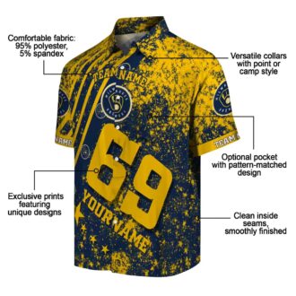 Milwaukee Brewers Navy Blue Hawaiian Shirt - Patriotic Stars & Stripes MLB Aloha Style