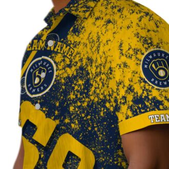 Milwaukee Brewers Navy Blue Hawaiian Shirt - Patriotic Stars & Stripes MLB Aloha Style