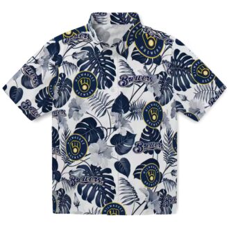 Milwaukee Brewers Navy Blue Tropical Hawaiian Shirt - MLB Floral Aloha Shirt for Men & Fans
